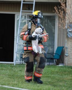 hond uit brand gered
